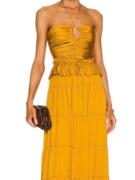 Ulla Johnson Dresses & Skirts - Ulla Johnson Goldenrod Silk Tiered Maxi Dress with Drawstring Peplum